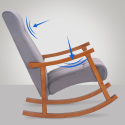 Sillón mecedora de terciopelo Saltillo nogal/gris